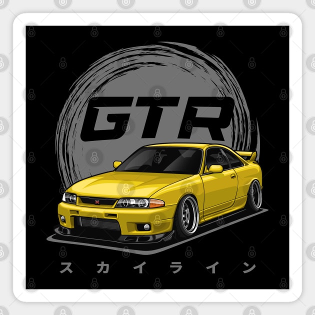 Skyline GTR R33 (Yellow) Magnet by Jiooji Project